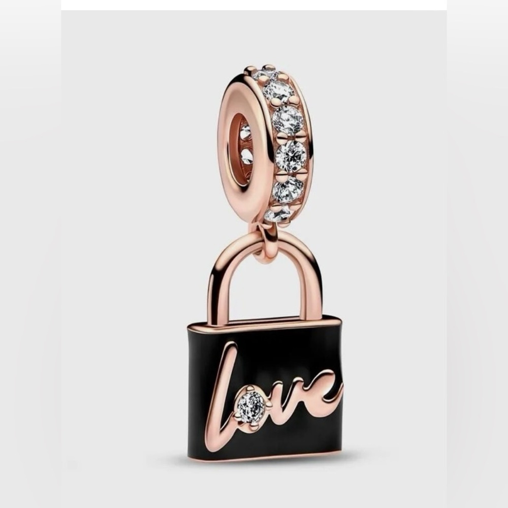 Pandora Love Padlock dangle charm 14kt rose gold plated